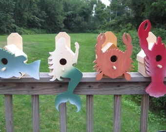 Handmade Nautical Birdhouse, Seaside Decor for Small Songbirds