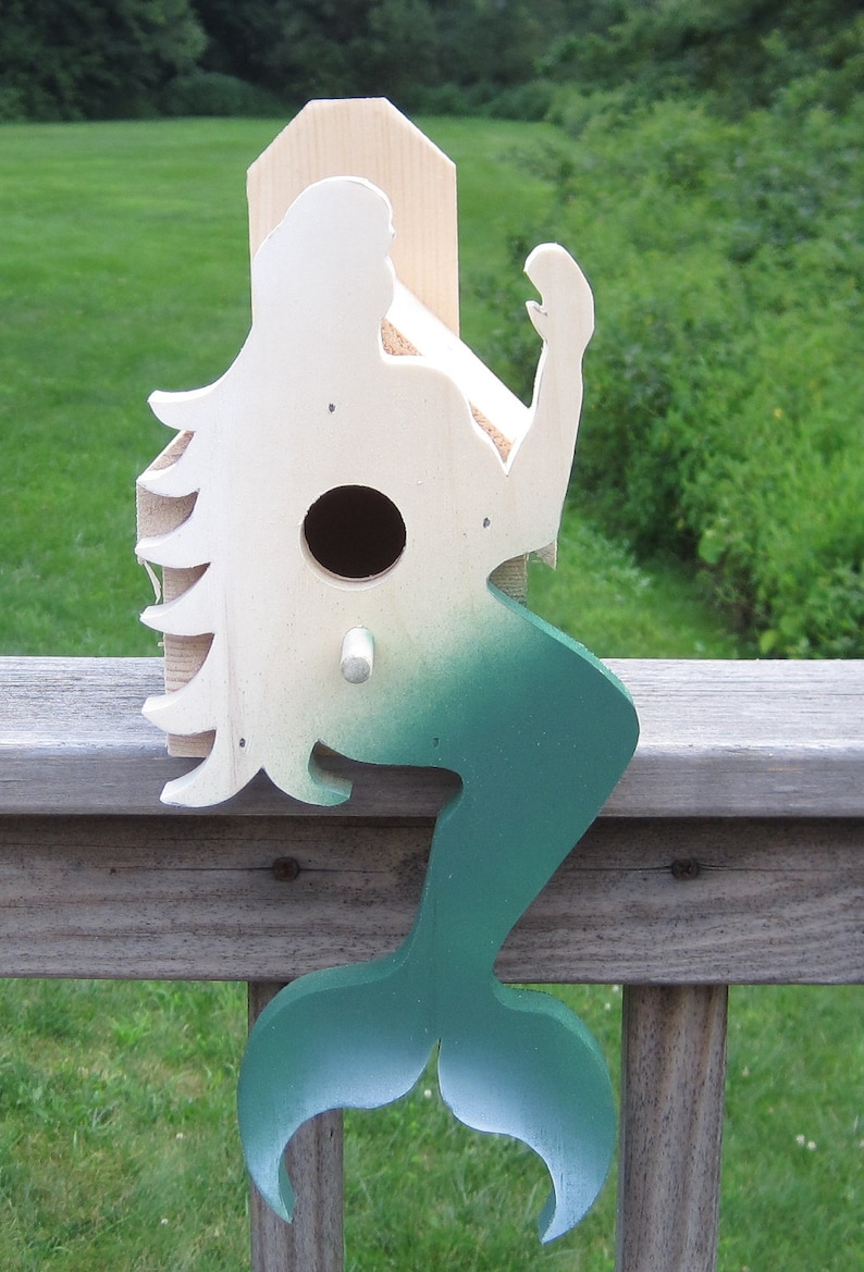 Mermaid, Lobster, Crab Bass Bird House Bird House for small songbirds Seaside Decor Any Occasion Gift Father's Day Gift Fisherman Gift mermaid