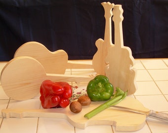 Guitar, Banjo & Bass Cutting Boards; Gift for Musicians; Charcuterie Cheese Board; Holiday Christmas Birthday Anytime Any Occasion Gift