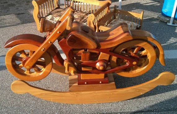 wooden rocking motorcycle