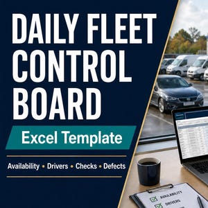 Fleet Control Board Excel Template | Vehicle Availability, Driver Checks, Defects Dispatch