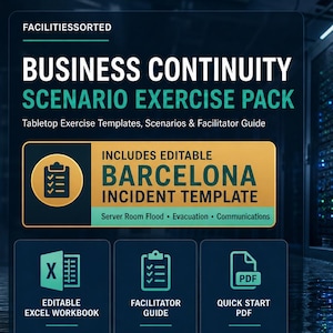 Business Continuity Exercise Pack | 16 Scenarios, Barcelona Flood Template (Digital Download)