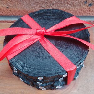 Stunning set of 4 Black Wooden Coasters with Silver Gems