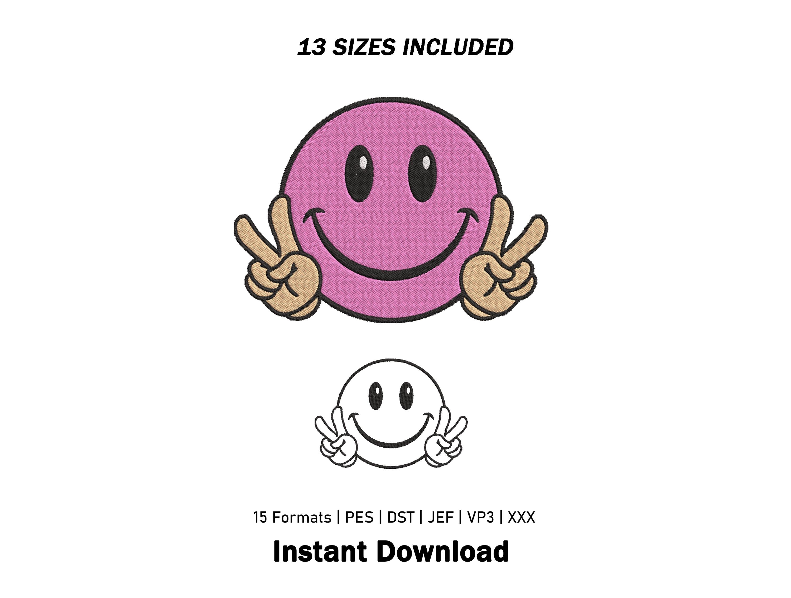 Smiley Peace Sign Embroidery - Etsy