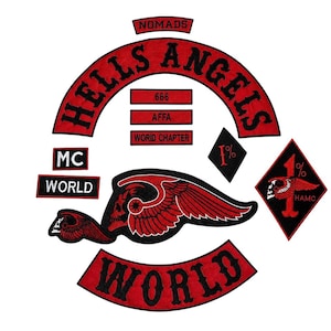 Hells Angels World Nomads MC Patch Set | Embroidered Biker Vest Jacket Back Patch