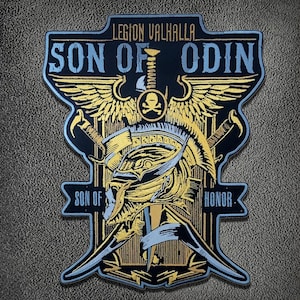 Son of Odin Embroidered Patch, Legion Valhalla Viking Jacket Back Patch Iron-On (12 Inch)