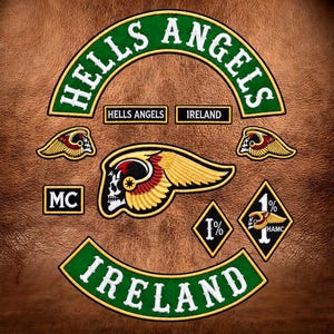 Hells Angels Ireland Embroidered Mc Biker Patch Set, Winged Skull Large Jacket Back Patch