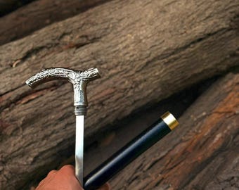 Dragon Head Walking Cane: Brass Handle, Wooden Shaft, Nordic Style Support