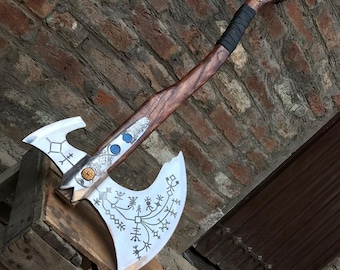 Replica dell'ascia di GOW, ascia in acciaio al carbonio ispirata allo stile scandinavo, oggetto da collezione per cosplay.