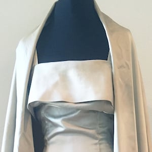 Vintage 1950s Cocktail Satin Platinum Oyster Neutral Beige Dress with Wrap Size Small