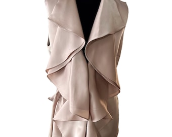 Vintage Stella McCartney Pink Sleeveless Ruffle Waterfall Blouse (Size M)