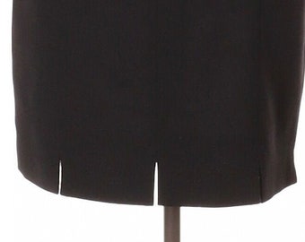 Designer ESCADA Vintage Simple Black Wool Split Hem Mini Skirt (34)