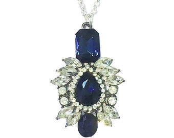 Romantic Time Hollow Flower Sapphire Pendant For DYI Necklace Rhinestone Accessories Jewelry Romantic Time Hollow Flower Sapphire Pendant For DYI Necklace Rhinestone Accessories Jewelry