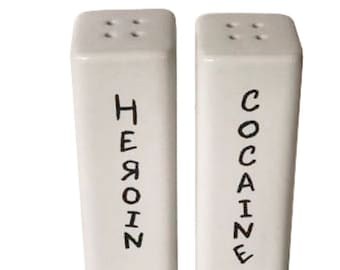 Large Tall White Rectangle Porcelain Salt and Pepper Condiment Seasonings Novelty Shaker Gift Set