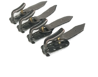 4 x Heavy Duty Hinged Spring Action Dark Brown Metal  Locking Hooks & Eyes Closure Clasp for Thick Fur Coat Cape Boots Stole Crafts etc...