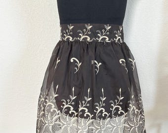 One-of-a-Kind Hand Made Vintage 1950s Black Chiffon Trad Wife Sexy Maid CosPlay Party Hostess Apron