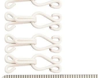 4 x True Bright White Large Covered Hook & Eye Sewing Closure for Fur Coat Jacket Cape Stole Bridal Wedding Bracelet Jewelry Books Crafts