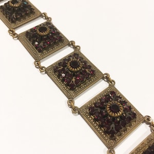 Vintage Victorian Reproduction Garnet Red Ruby Rhinestone Bracelet