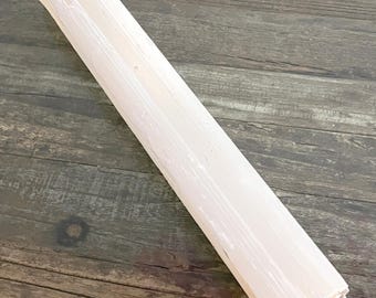Large 13.5" inch Selenite Log: Natural Selenite Crystal, Morocco