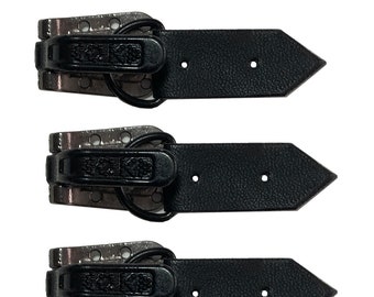 4 x Heavy Duty Hinged Spring Action Black Metal  Locking Hooks & Eyes Closure Clasp for Thick Fur Coat Cape Boots Stole Crafts and more!