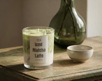 Matcha Kerze - 170g Iced Matcha Latte, Matcha Kerze, realistische Getränkekerze, Geschenk für Matcha Liebhaber, Cafe Deko