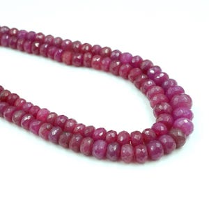 Natural African Ruby Beads Necklace – Faceted Round Gemstone Strand (20 inches)