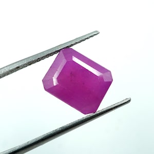 Natural Ruby faceted 1 Piece rectangle  Shape Gemstone, ruby loose stone faceted For Jewelry :-8.50x10.30mm-7.60carats