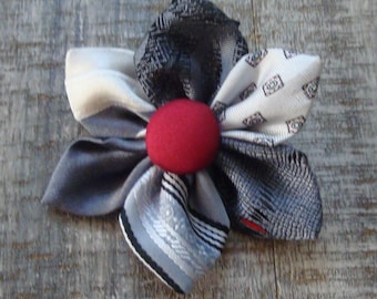 Flower Pin made from Upcycled/Recycled/Repurposed Neckties, Custom Memorial Gift