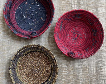 CUSTOM orders ONLY -- Coil Bowl made from Mens Neckties