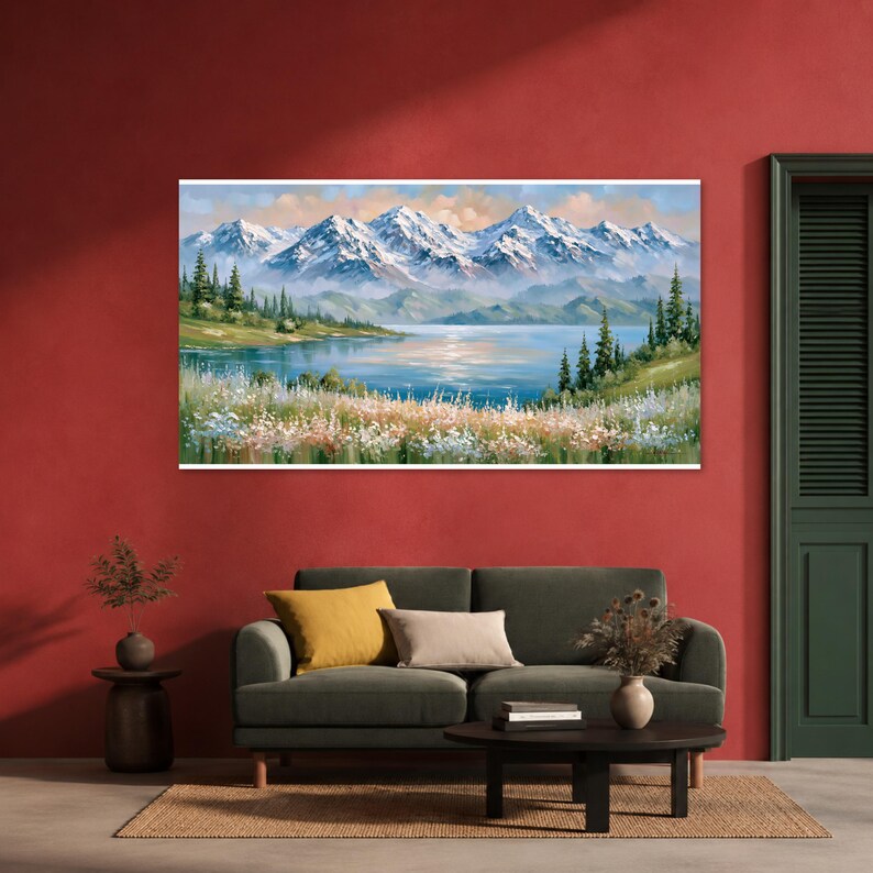 Mountain Lake Wall Art Print, Scenic Nature Canvas Print for Home Decor ...