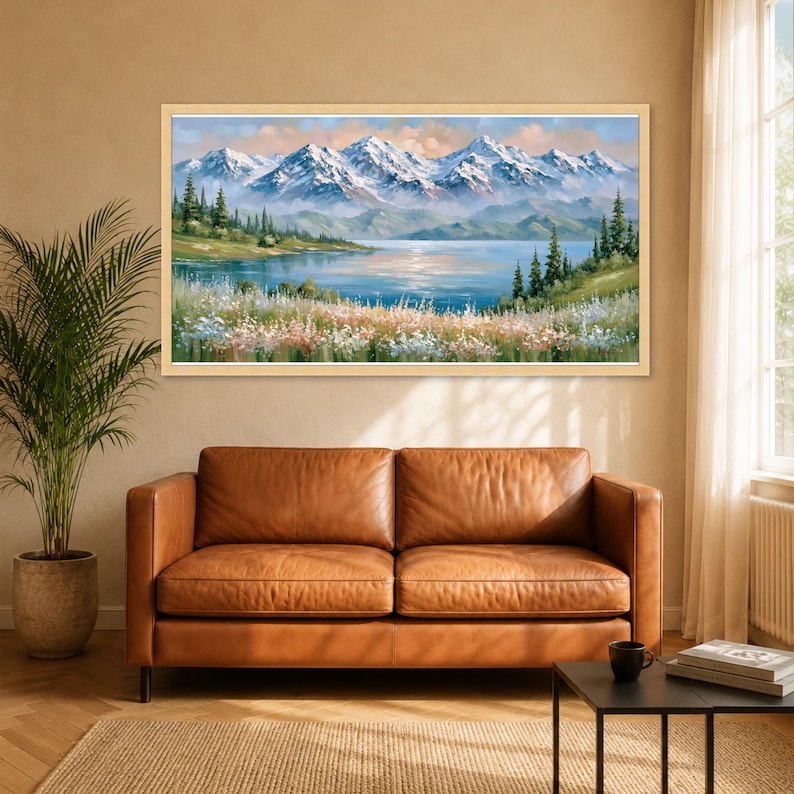 Mountain Lake Wall Art Print, Scenic Nature Canvas Print for Home Decor ...