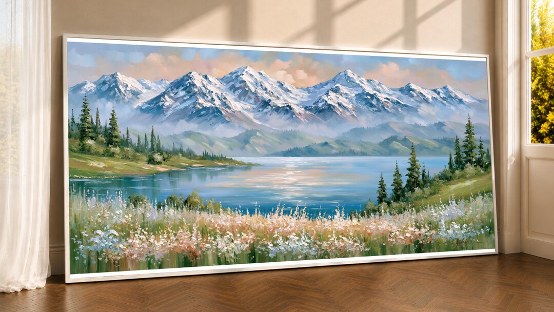 Mountain Lake Wall Art Print, Scenic Nature Canvas Print for Home Decor ...