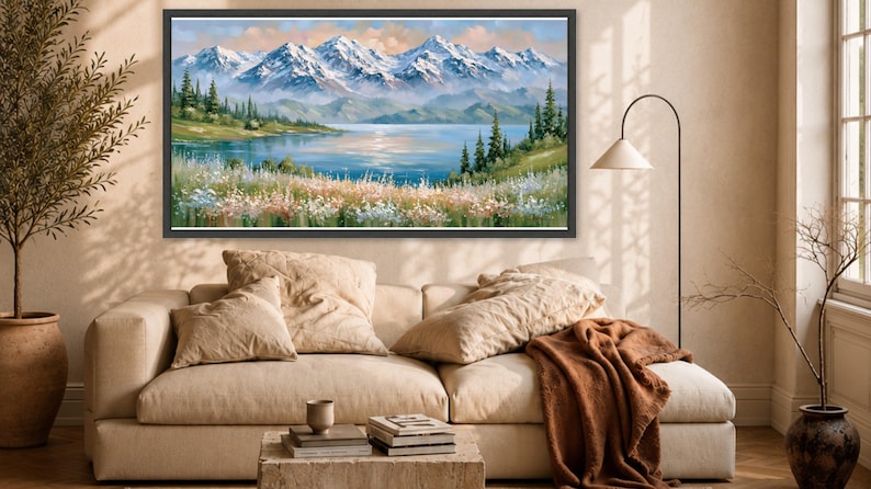 Mountain Lake Wall Art Print, Scenic Nature Canvas Print for Home Decor ...