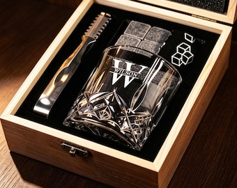 Custom Whiskey Glass Set, Engraved Wooden Box, Groomsman Gift, Engraving Glass Cup, Groomsman Proposal,Gifts for Dad