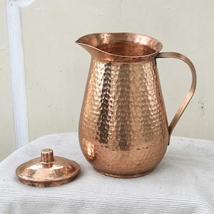 Jarra de cobre com tampa, jarra de água de 2 litros