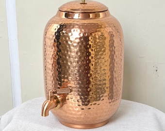 Copper Water Dispenser with Lid and Tap, 4–12 Litres
