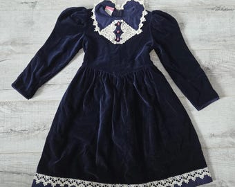 Polly Flinders Vintage Velour Long Sleeve Girls Dress sz 6X