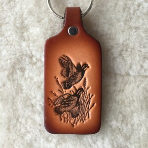 Handmade Leather Quail Key Tag