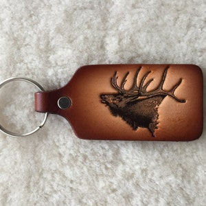 Handmade Leather Elk Key Tag