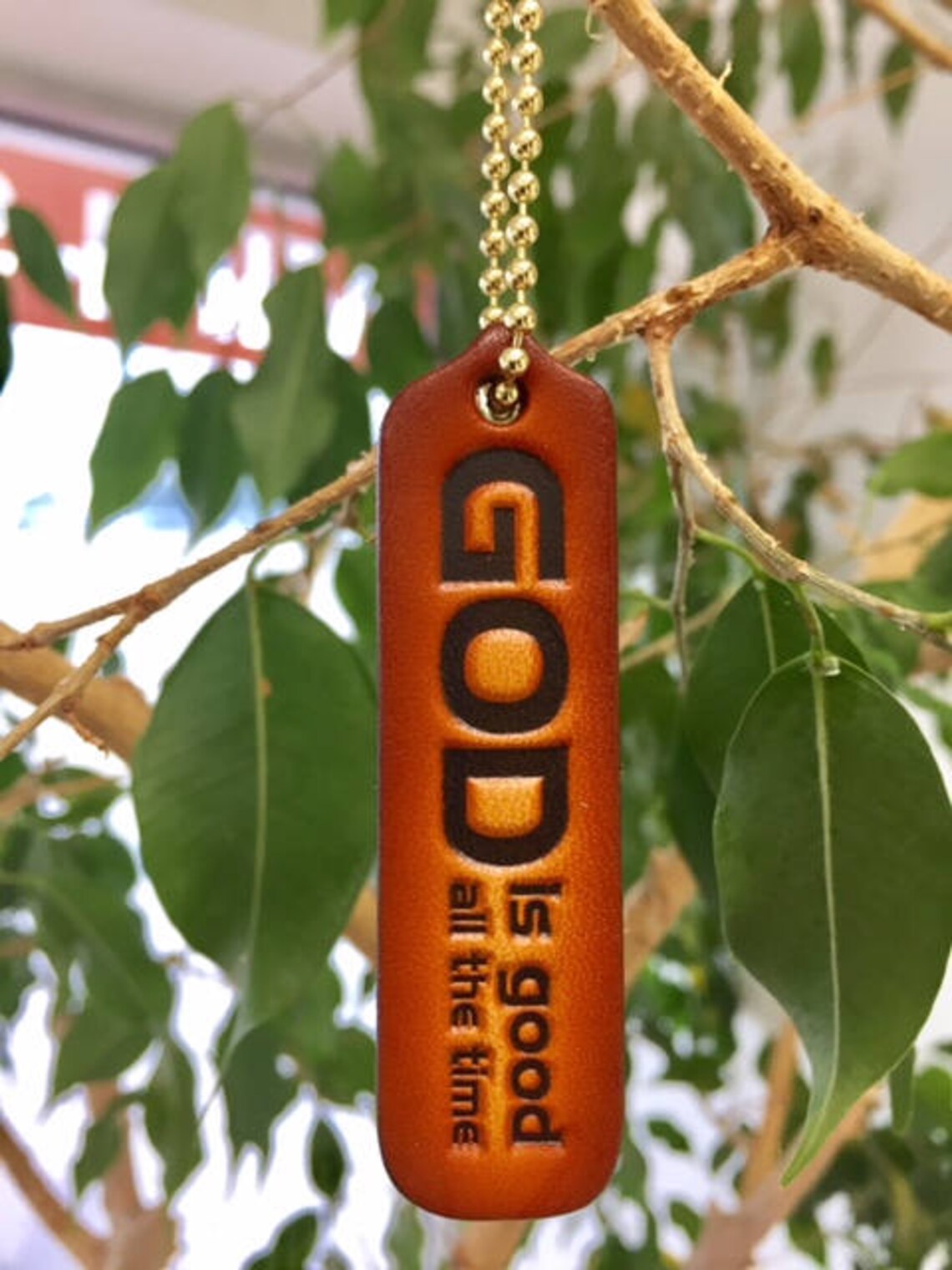 Leather Christian Witness Tag with God is good all the Etsy