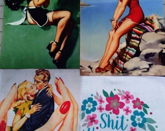 Canvas Cotton Patches Pinup NSFW Humor