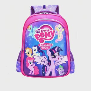 Lila Magical Pony Barnryggsäck, Ergonomisk Grundskolaväska för Flickor
