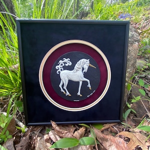 Unicorn - Hand Painted Cast Paper | Fantasy Fine Art | Aesthetic Wall Décor | Mythological Creature