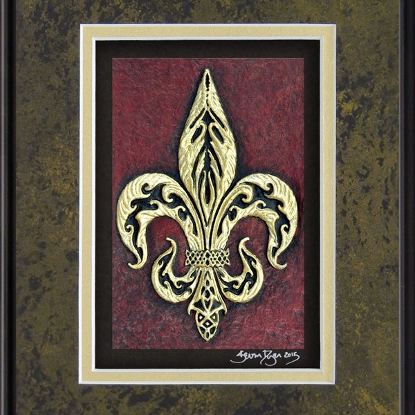 Fleur-De-Lis - Cast Paper - Heraldry - Flower of the Lily - French - Scottish - Welsh - England