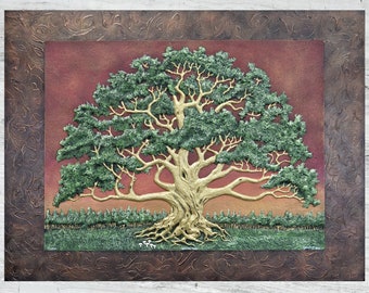 The Wisdom Tree- Cast Paper - Large - Tree - Green - Spreading Oak - Landscape - Arbor - Big Tree - Great Oak