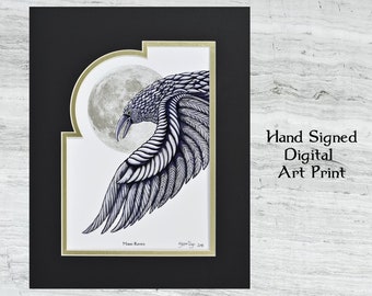 Moon Raven - Framed Digital Print 11" x 14"