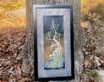 Survivor - Kevin Dyer Cast Paper - Nature Fantasy Tree Twisted Roots Wall Decor Hanging 3D Painting Framed Unique Enchanted Woodland Surreal