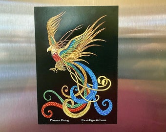 Phoenix Rising Die-Cut Magnet | Fantasy Aesthetic Art | Firebird  Mythology