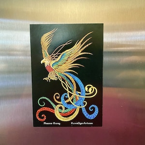 Phoenix Rising Die-Cut Magnet Fantasy Aesthetic Art Firebird Mythology image 1