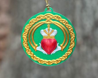 Claddagh Ornament - Christmas - Ireland - Irish - Love - Valentine's - Celtic -  3d Printed